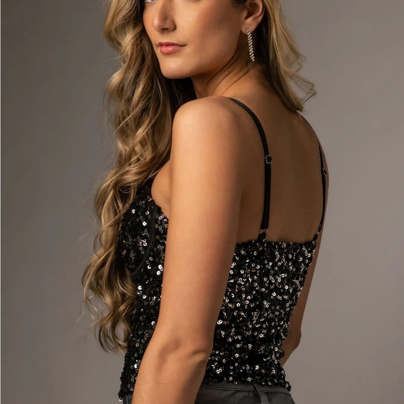 Black Sequin Bustier Top - Picture 5 of 5